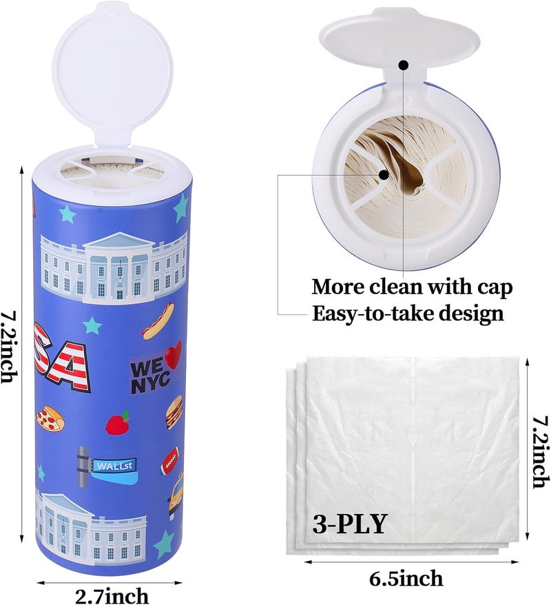 CarsonWorks Car Tissues Cylinder 4 Packs Round Tissue Box Holder Perfect for Car Cup Holder, Refill Car Tissue Box Round Container with Refill Tissues for Car Bathroom Office - Image 2
